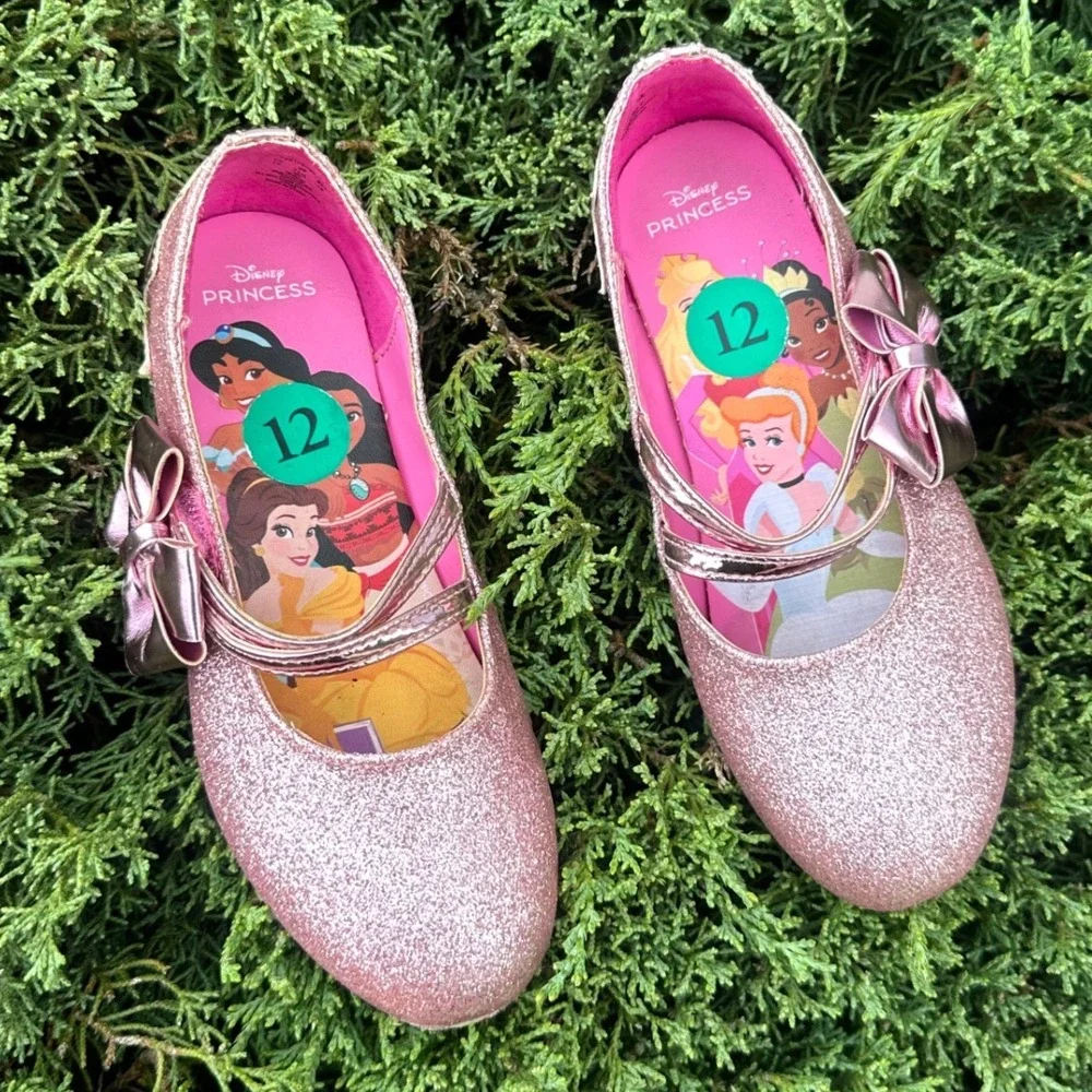 Disney Princess Toddler Girl Mary Jane Heels Costume Shoes Size 12 Pink Glitter